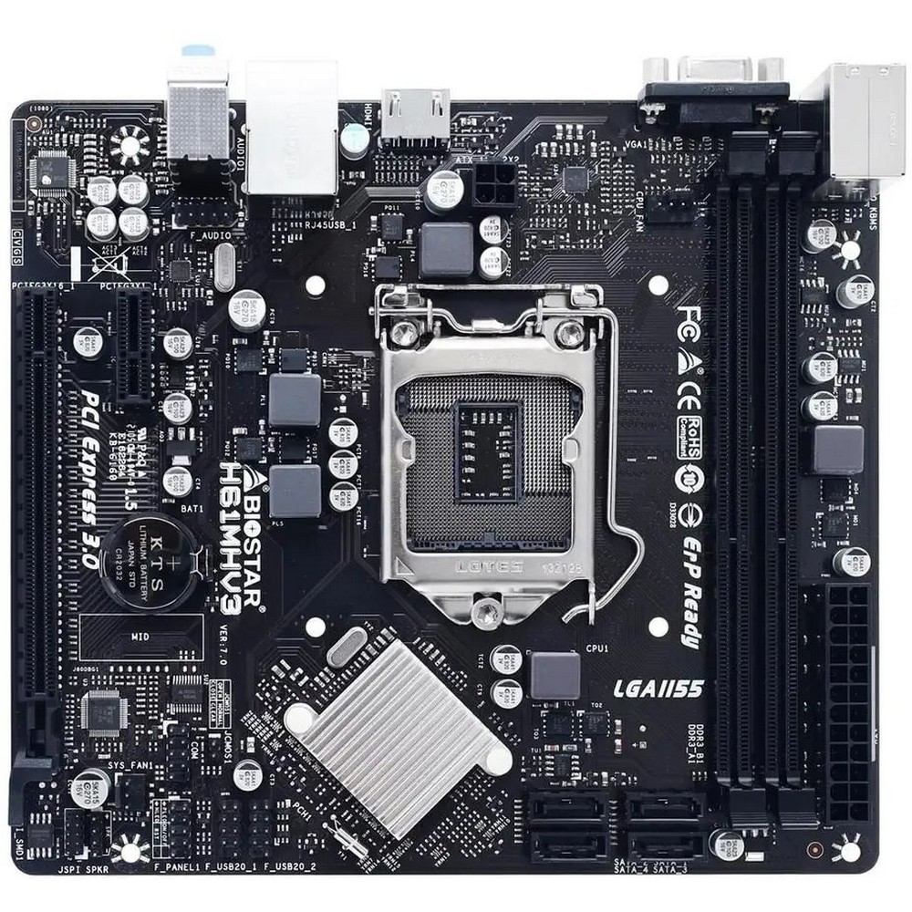 Материнская плата Biostar H61MHV3 LGA 1155, Intel H61(B3), mATX, Ret