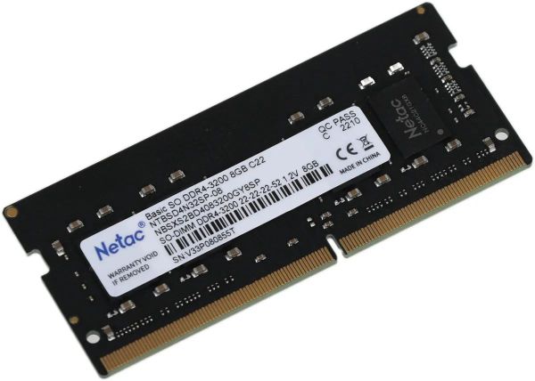 Оперативная память DIMM NETAC NTBSD4N32SP-08 DDR4 - 1x8Гб, 3200МГц, Ret